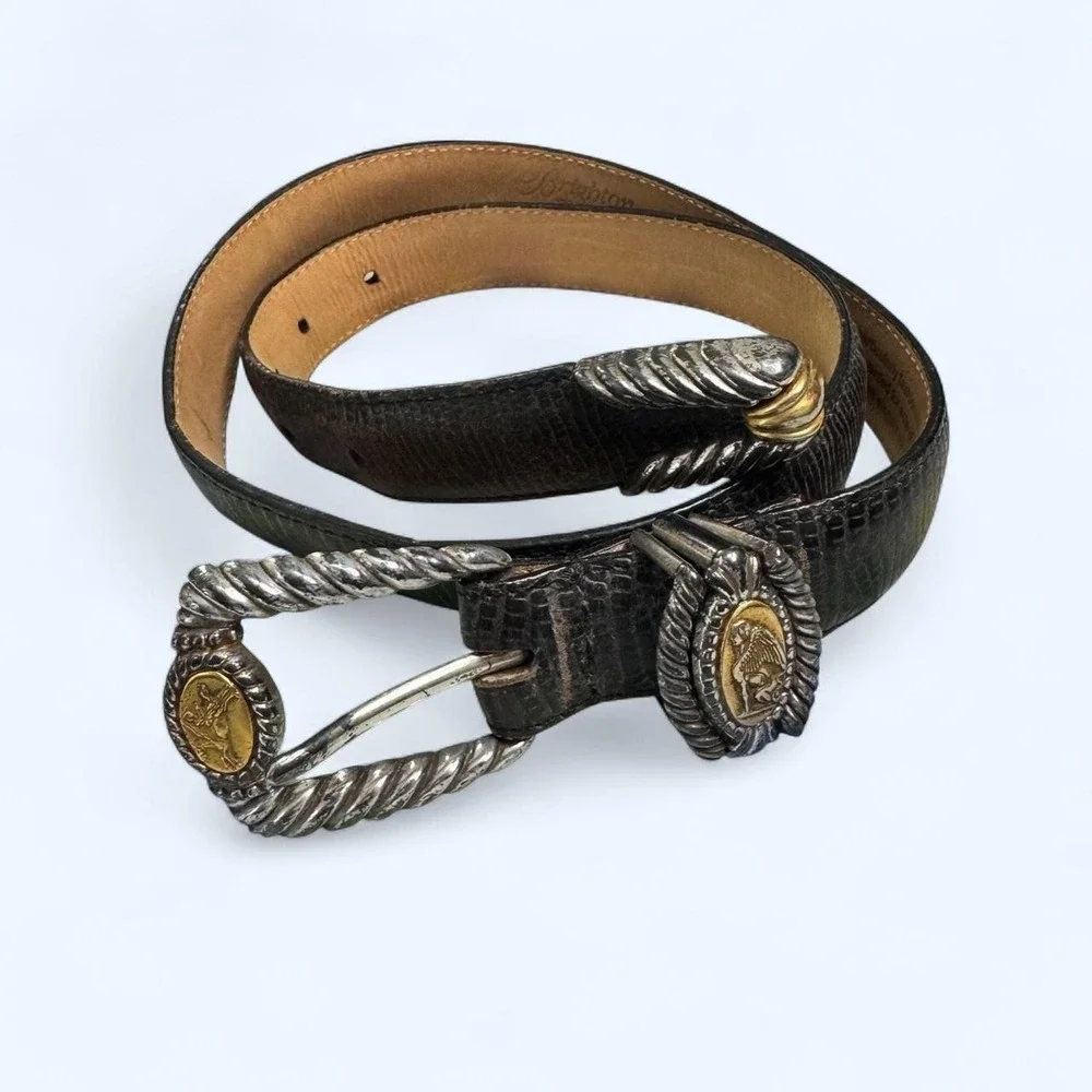 Brighton Museum Collection 1996 Black Leather Coin Belt 37803 Size M Western Vtg
